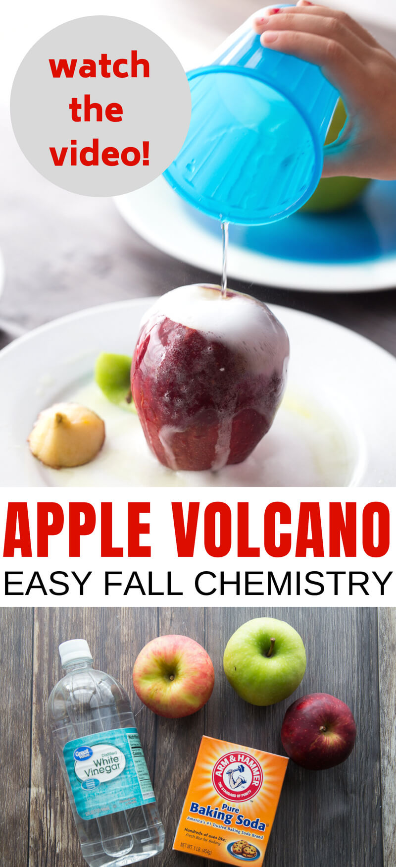 Apple Volcano ပေါက်ကွဲခြင်း စမ်းသပ်မှု - Little Hands အတွက် ပုံးငယ်