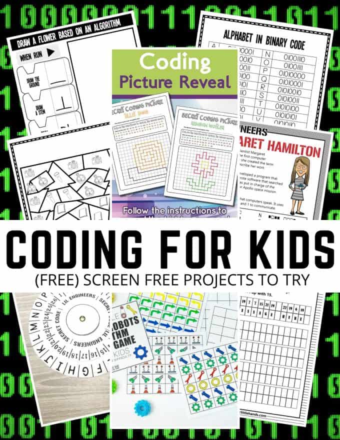 Attività di codifica per bambini con fogli di lavoro sul coding