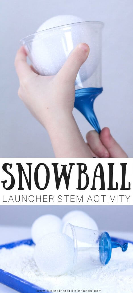 Pasidarykite sniego gniūžtės paleidimo įrenginį STEM - Little Bins for Little Hands