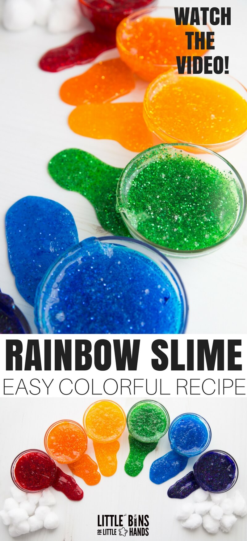 Lako napraviti Rainbow Glitter Slime - Male kante za male ruke
