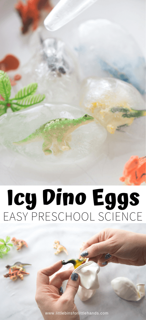 जमे हुए डायनासोर अंडे बर्फ पिघल विज्ञान गतिविधि