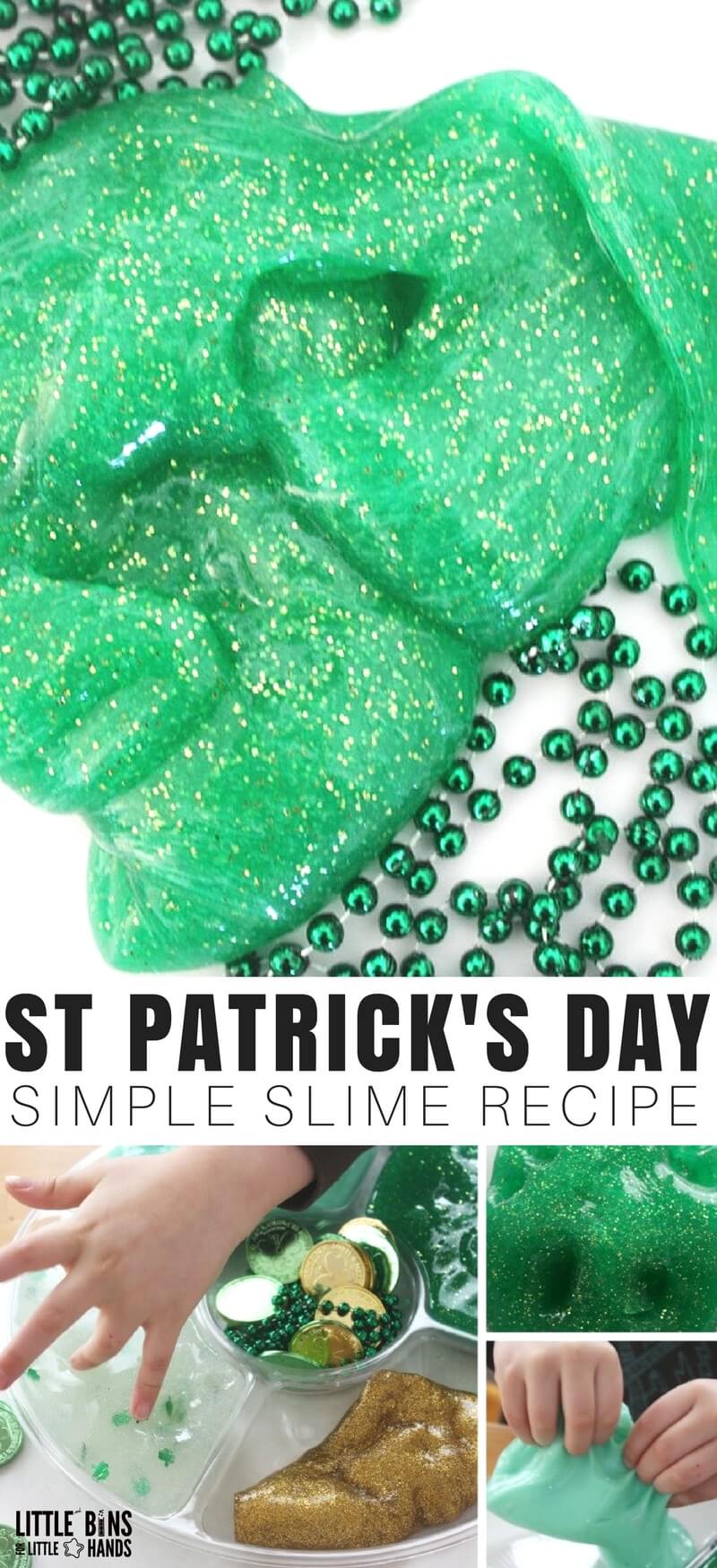 St. Patrick's Day Green Glitter Slime - ถังขยะเล็ก ๆ สำหรับมือเล็ก ๆ